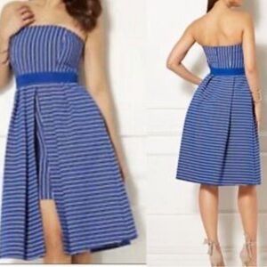 Eva Mendes strapless blue and white striped dress. Size small.